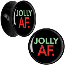 Load image into Gallery viewer, Jolly AF Festive Holiday Christmas Acrylic Saddle Plug Set by Onyx O
