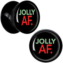 Load image into Gallery viewer, Jolly AF Festive Holiday Christmas Acrylic Saddle Plug Set by Onyx O
