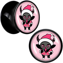 Load image into Gallery viewer, Krampus Cutie Christmas Holiday Black Acrylic Saddle Plug Set by Onyx O
