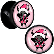Load image into Gallery viewer, Krampus Cutie Christmas Holiday Black Acrylic Saddle Plug Set by Onyx O
