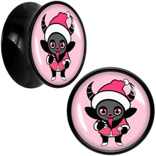 Load image into Gallery viewer, Krampus Cutie Christmas Holiday Black Acrylic Saddle Plug Set by Onyx O
