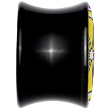 Load image into Gallery viewer, Yellow Slice of Lemon Black Acrylic Saddle Plug Set by Onyx O
