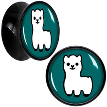 Load image into Gallery viewer, White Llama Black Acrylic Saddle Plug Set 8mm to 20mm by Onyx O
