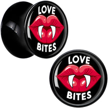 Load image into Gallery viewer, Valentine Love Bites Black Acrylic Saddle Plug Set by Onyx O
