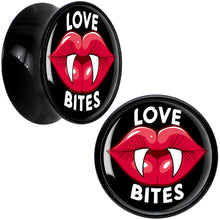 Load image into Gallery viewer, Valentine Love Bites Black Acrylic Saddle Plug Set by Onyx O
