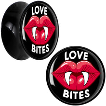 Load image into Gallery viewer, Valentine Love Bites Black Acrylic Saddle Plug Set by Onyx O
