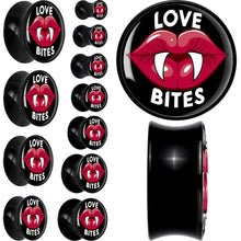 Load image into Gallery viewer, Valentine Love Bites Black Acrylic Saddle Plug Set by Onyx O
