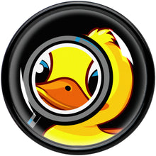 Load image into Gallery viewer, Magnified Yellow Duck Black Acrylic Saddle Plug Set 8mm to 20mm by Onyx O
