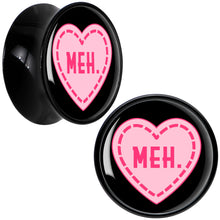 Load image into Gallery viewer, MEH Heart Black Acrylic Saddle Plug Set by Onyx O
