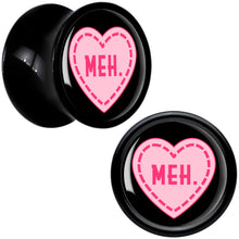 Load image into Gallery viewer, MEH Heart Black Acrylic Saddle Plug Set by Onyx O
