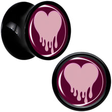 Load image into Gallery viewer, Pinkish Melting Heart Black Acrylic Saddle Plug Set by Onyx O
