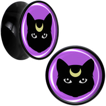 Load image into Gallery viewer, Black Mystic Kitty Cat Black Acrylic Saddle Plug Set by Onyx O
