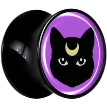 Load image into Gallery viewer, Black Mystic Kitty Cat Black Acrylic Saddle Plug Set by Onyx O
