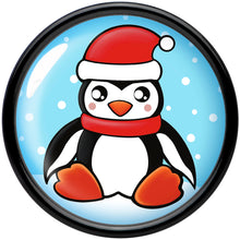Load image into Gallery viewer, Black Acrylic Snowfall Holiday Penguin Double Flare Plug Set by Onyx O
