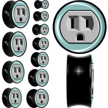 Load image into Gallery viewer, 0G Frowning Plug OutletBlack Acrylic Saddle Plug Set by Onyx O
