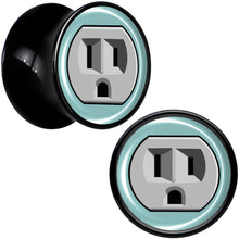 Load image into Gallery viewer, 0G Frowning Plug OutletBlack Acrylic Saddle Plug Set by Onyx O
