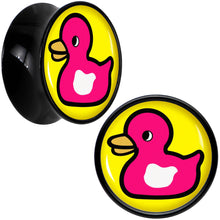 将图片加载到图库查看器，Black Acrylic Pink Ducky Double Flare Plug Set by Onyx O
