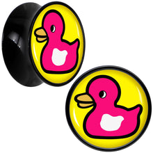 将图片加载到图库查看器，Black Acrylic Pink Ducky Double Flare Plug Set by Onyx O
