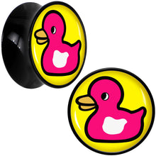 将图片加载到图库查看器，Black Acrylic Pink Ducky Double Flare Plug Set by Onyx O
