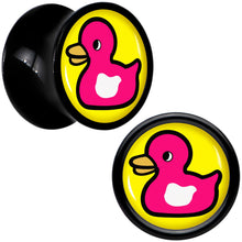 将图片加载到图库查看器，Black Acrylic Pink Ducky Double Flare Plug Set by Onyx O
