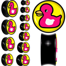 将图片加载到图库查看器，Black Acrylic Pink Ducky Double Flare Plug Set by Onyx O
