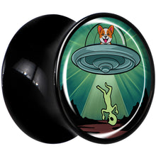 将图片加载到图库查看器，0G Reverse Alien UFO Abduction Black Acrylic Saddle Plug Set by Onyx O
