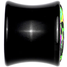 Load image into Gallery viewer, Ultra Bright Melting Skull Black Acrylic Saddle Plug Set by Onyx O
