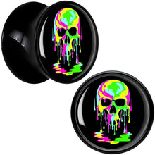 Load image into Gallery viewer, Ultra Bright Melting Skull Black Acrylic Saddle Plug Set by Onyx O
