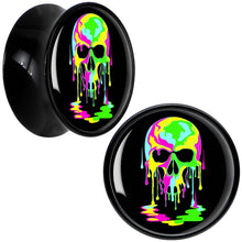 Load image into Gallery viewer, Ultra Bright Melting Skull Black Acrylic Saddle Plug Set by Onyx O
