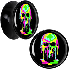 Load image into Gallery viewer, Ultra Bright Melting Skull Black Acrylic Saddle Plug Set by Onyx O
