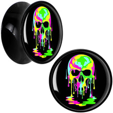 Load image into Gallery viewer, Ultra Bright Melting Skull Black Acrylic Saddle Plug Set by Onyx O

