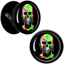 Load image into Gallery viewer, Ultra Bright Melting Skull Black Acrylic Saddle Plug Set by Onyx O
