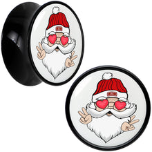 Load image into Gallery viewer, Black Acrylic Christmas Peace Love Santa Double Flare Plug Set by Onyx O
