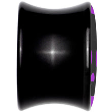 Load image into Gallery viewer, 0G Purple Black Simple Skull Black Acrylic Saddle Plug Set by Onyx O
