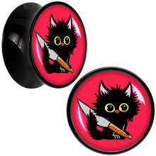 Load image into Gallery viewer, Stabby Cat Black Acrylic Saddle Plug Set by Onyx O
