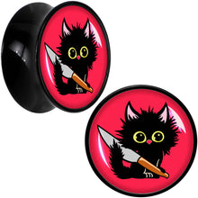 Load image into Gallery viewer, Stabby Cat Black Acrylic Saddle Plug Set by Onyx O

