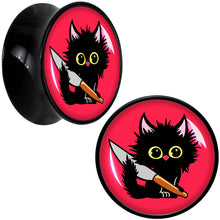 Load image into Gallery viewer, Stabby Cat Black Acrylic Saddle Plug Set by Onyx O
