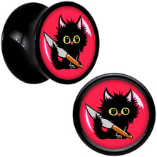 Load image into Gallery viewer, Stabby Cat Black Acrylic Saddle Plug Set by Onyx O
