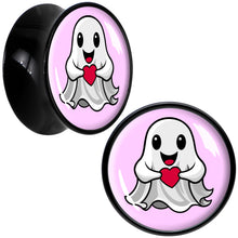Load image into Gallery viewer, Valentine Sweet Ghost Black Acrylic Saddle Plug Set by Onyx O
