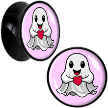 Load image into Gallery viewer, Valentine Sweet Ghost Black Acrylic Saddle Plug Set by Onyx O
