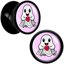 Load image into Gallery viewer, Valentine Sweet Ghost Black Acrylic Saddle Plug Set by Onyx O
