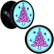 Load image into Gallery viewer, Pastel Christmas Tree Holiday Black Acrylic Saddle Plug Set by Onyx O
