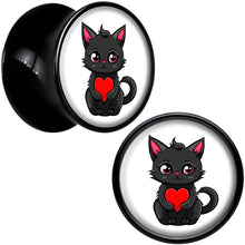 Load image into Gallery viewer, Valentine Cat Black Acrylic Saddle Plug Set by Onyx O

