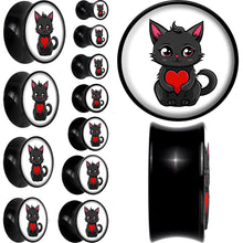 Load image into Gallery viewer, Valentine Cat Black Acrylic Saddle Plug Set by Onyx O
