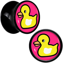 Load image into Gallery viewer, Black Acrylic Yellow Ducky Double Flare Plug Set by Onyx O
