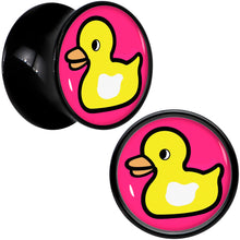 Load image into Gallery viewer, Black Acrylic Yellow Ducky Double Flare Plug Set by Onyx O
