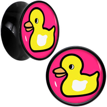 Load image into Gallery viewer, Black Acrylic Yellow Ducky Double Flare Plug Set by Onyx O
