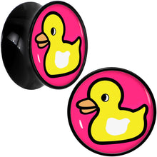 Load image into Gallery viewer, Black Acrylic Yellow Ducky Double Flare Plug Set by Onyx O
