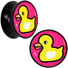 Load image into Gallery viewer, Black Acrylic Yellow Ducky Double Flare Plug Set by Onyx O
