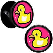 Load image into Gallery viewer, Black Acrylic Yellow Ducky Double Flare Plug Set by Onyx O
